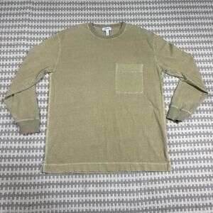 COS Pigment-Dyed Long Sleeve Pocket T-Shirt in Moss Green Sz S